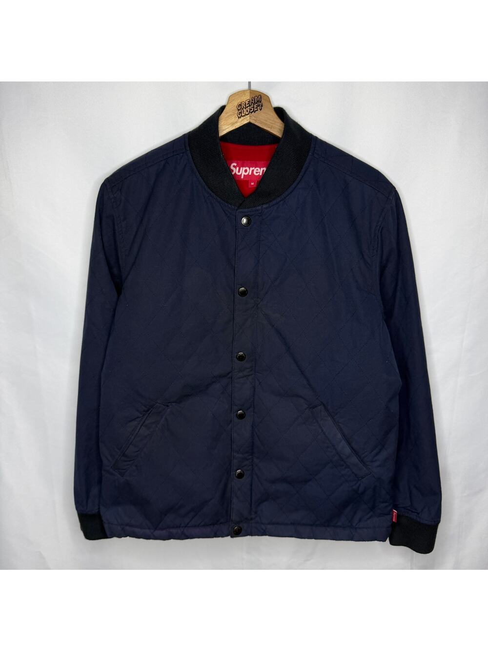 FW10 2010 Supreme NYC British Millerain Co. Quilted Bomber Jacket in Navy Blue M